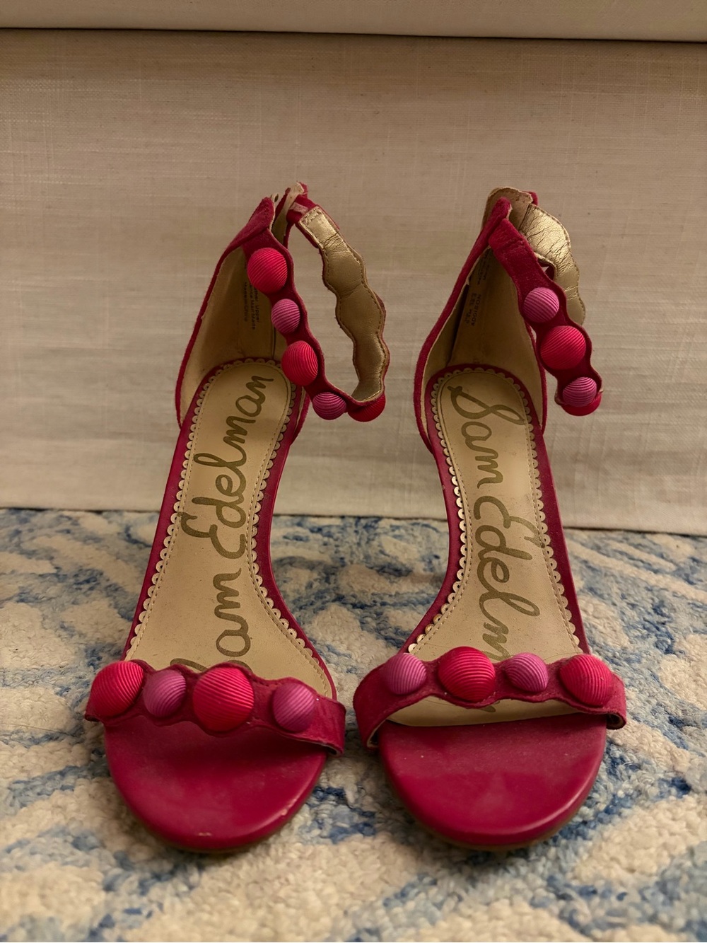 Sam Edelman Women's Pink Dot Ankle-Strap Sandals